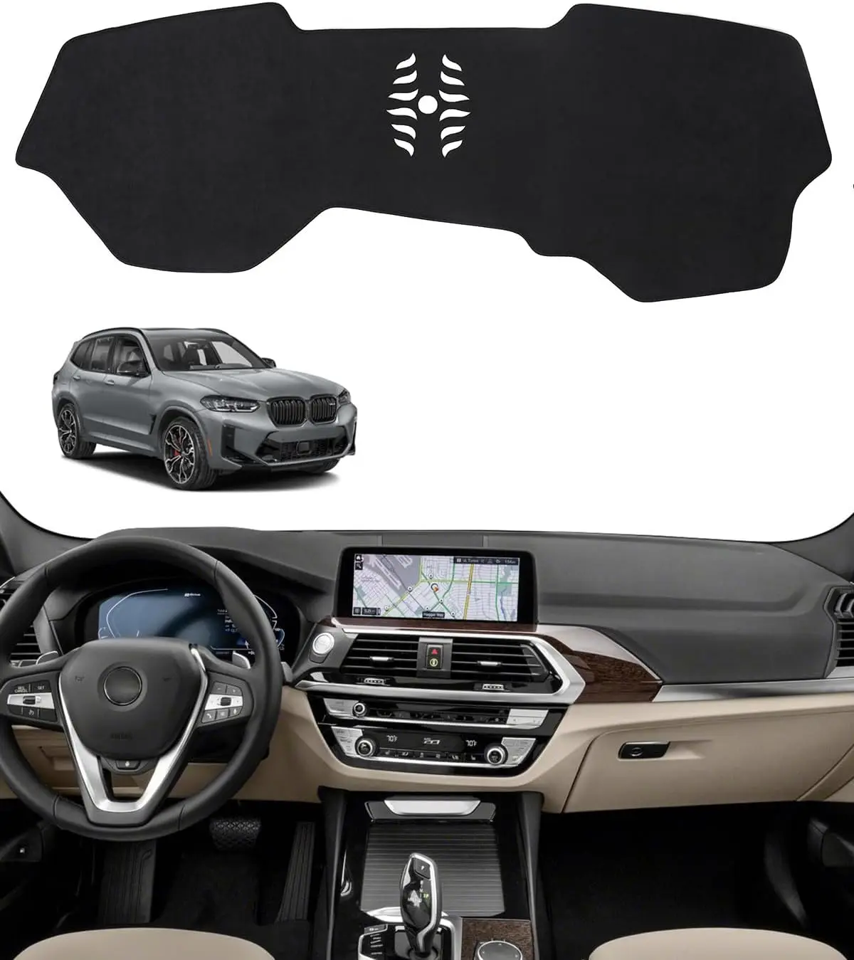 

Dash Cover for BMW X3 2018-2024 & BWM X4 2019-2025 Accessories Black Flannel Dashboard Cover Mat Car Dashboard UV Sun Protection