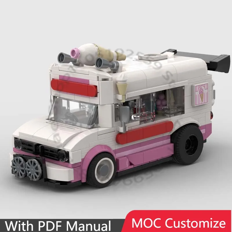 

563 деталей: Скоростной спортивный автомобиль 1974 Bedford CF Ice Cream Rocket Van MOC – Модульный конструктор для самостоятельной сборки, подарок для мальчиков на праздник
