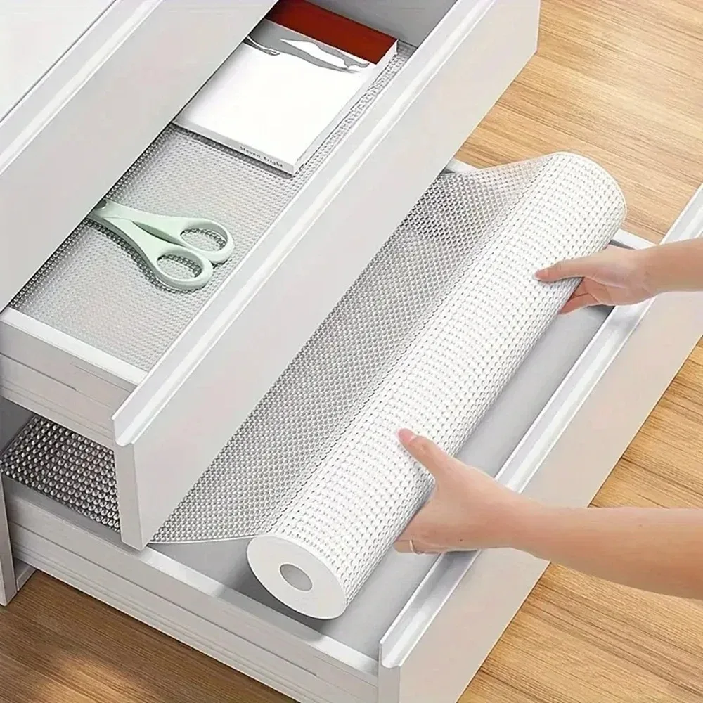 

1 pc 5m/196.85in Table Pad Paper Cabinet Mat Oil-proof Liners Cabinet Drawer Mats Kitchen Non Slip Waterproof Closet Placemat