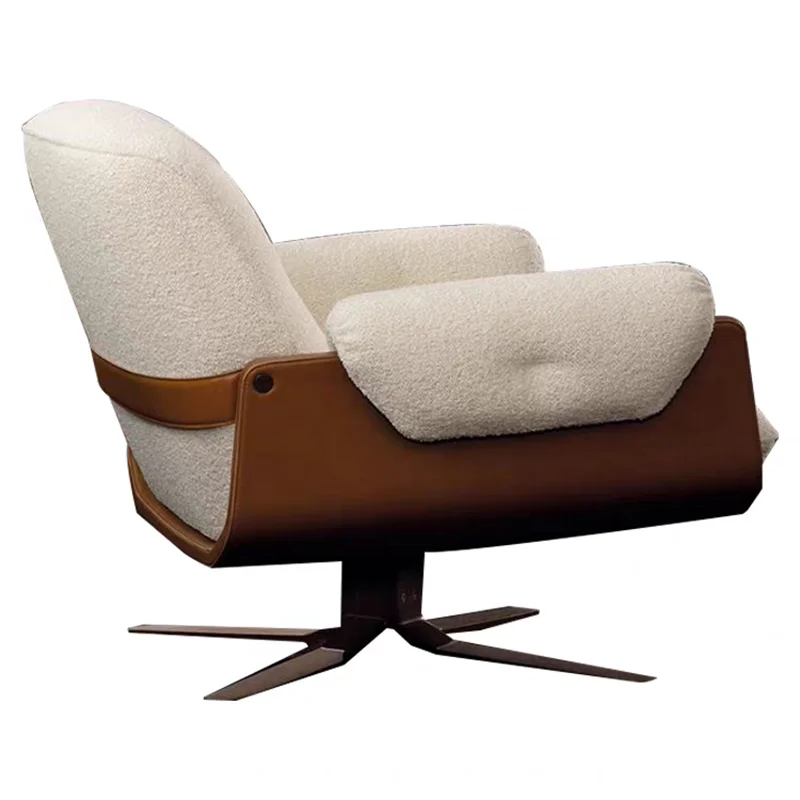 

*Light luxury living room fabric single sofa chair Modern simple hotel rotatable leisure chair