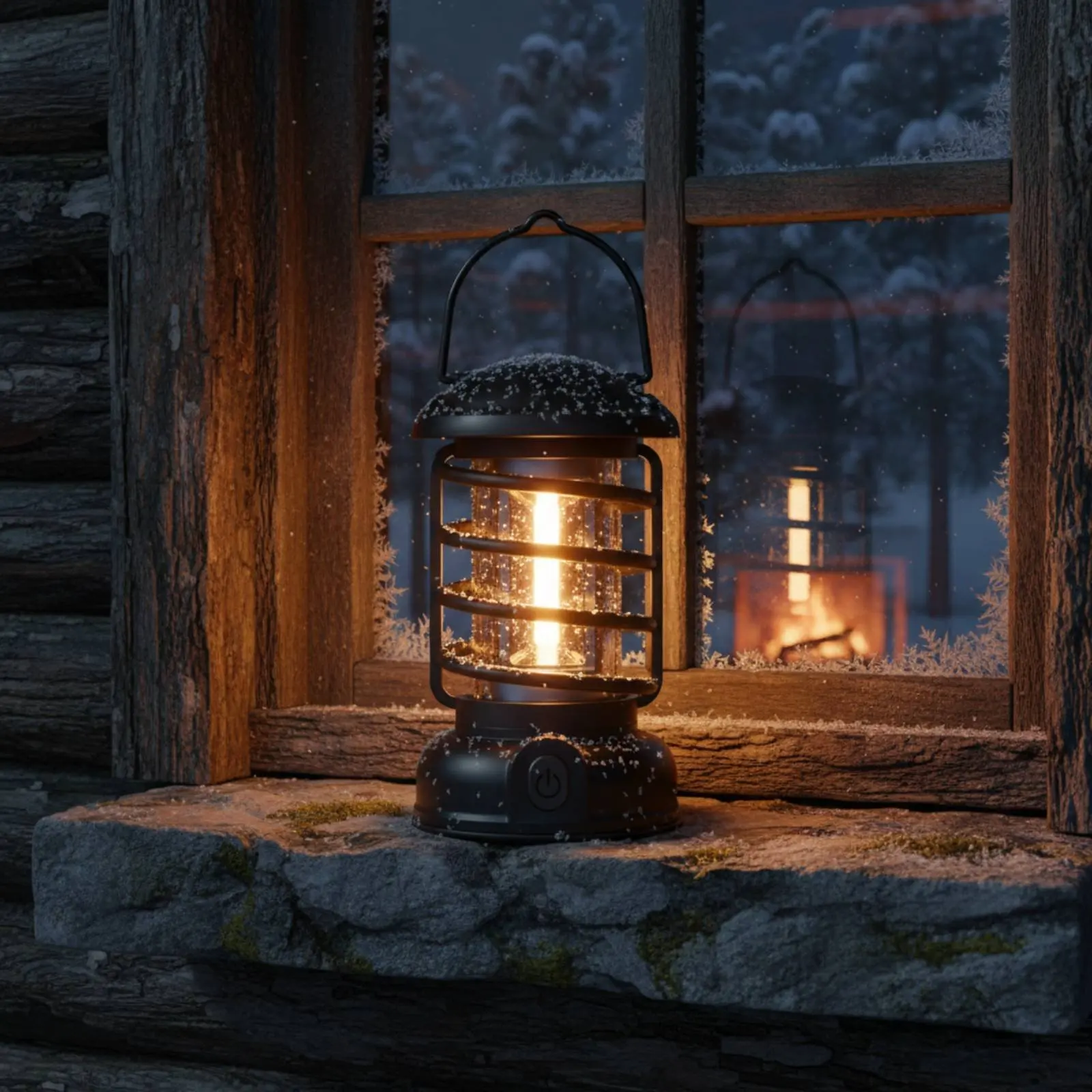 Retro Camping Lantern Two-Way Power Supply Vintage Design Luminous Component Lantern Battery-Operated Tent Lamp Outdoor Lighting