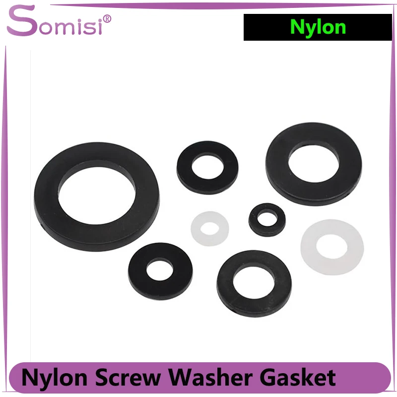 

50~500pcs Nylon Screw Washer Gasket M3 M4 M5 M6 M8 M10 M12 White Black Plastic Seals Spacer Plated Flat Insulation Round O Rings