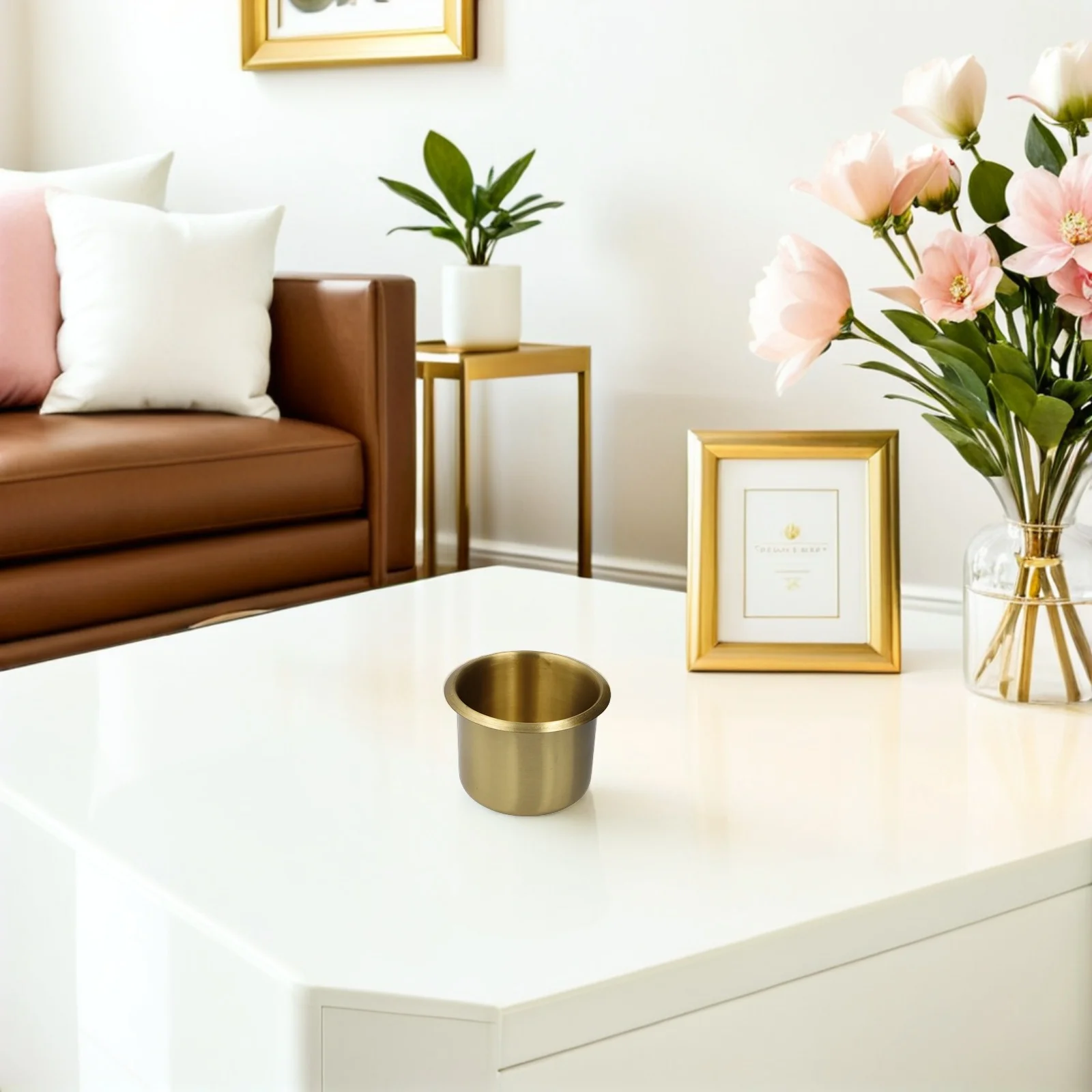 

Cup Insert Drop In Drink Cup Holder For Car Boat Rv Truck Desktop Can Holder Copper Material Corrosion Resistant Smooth