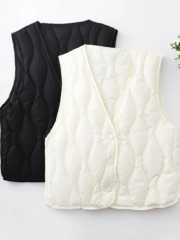 Calor aprimorado v-ne down jaet colete camada base desgaste interno coleção de inverno comprimento regular fechamento de botão único