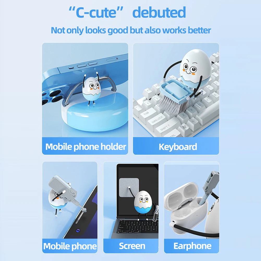 10-in-1 Earphone Cleaning Pen Keycap Puller Set Screen Dirt Remover Screen Keyboard Cleaner Kit for Headset iPad Phone Cleaner