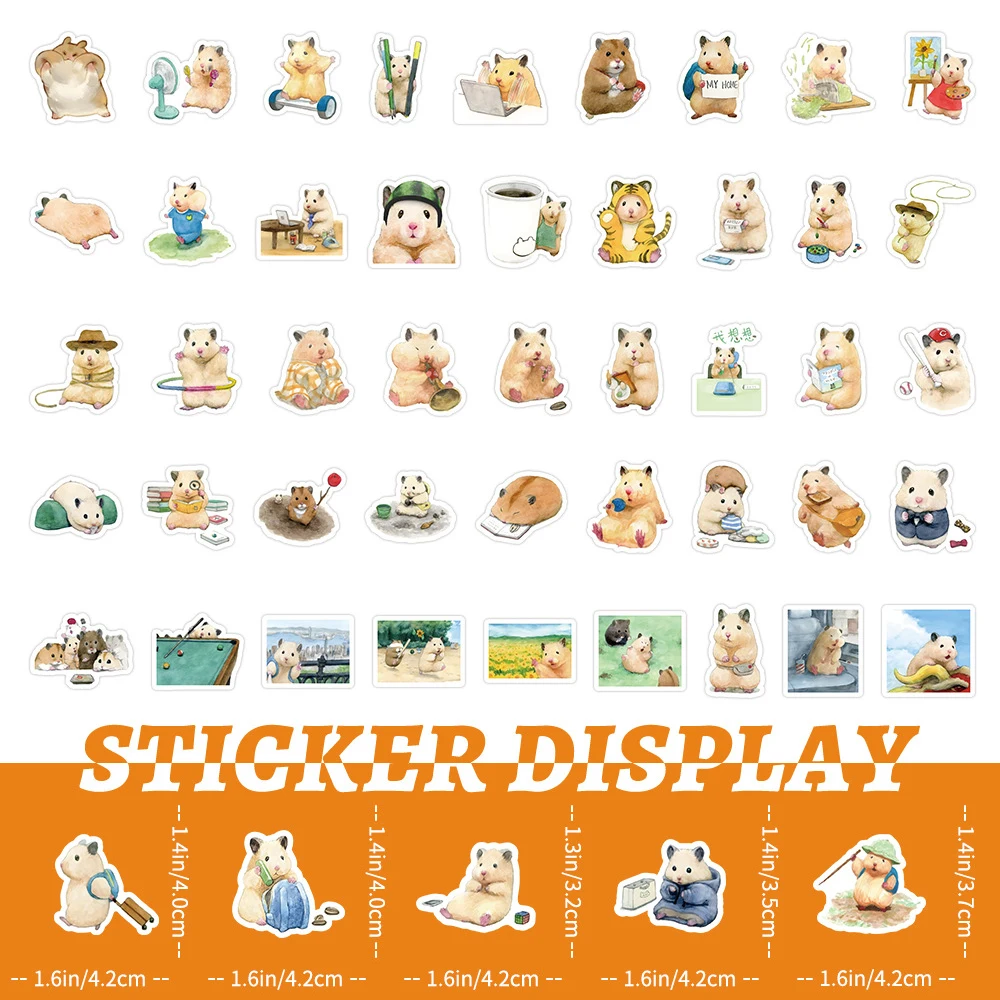 10/30/50/100pcs Cute Hamster Cartoon Stickers Kawaii Animal Rat Graffiti Sticker Luggage Diary Phone Kids Decoration Decals Toys