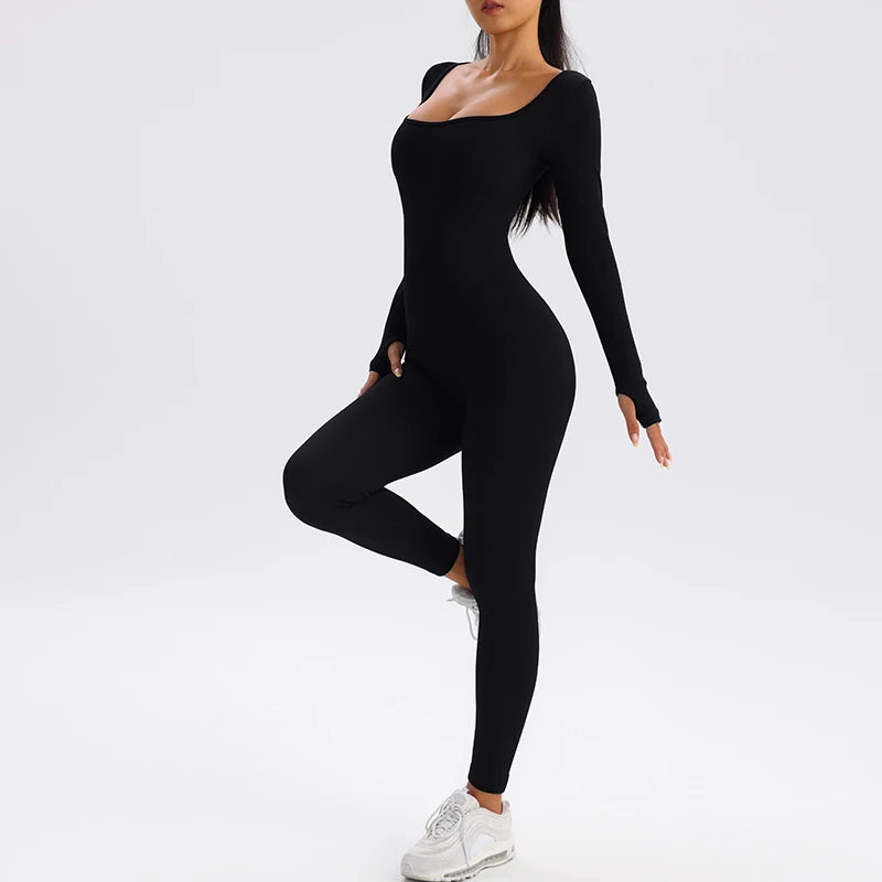 Vêtements de yoga à manches longues pour femmes, vêtements de fitness, une pièce, sport, trempé