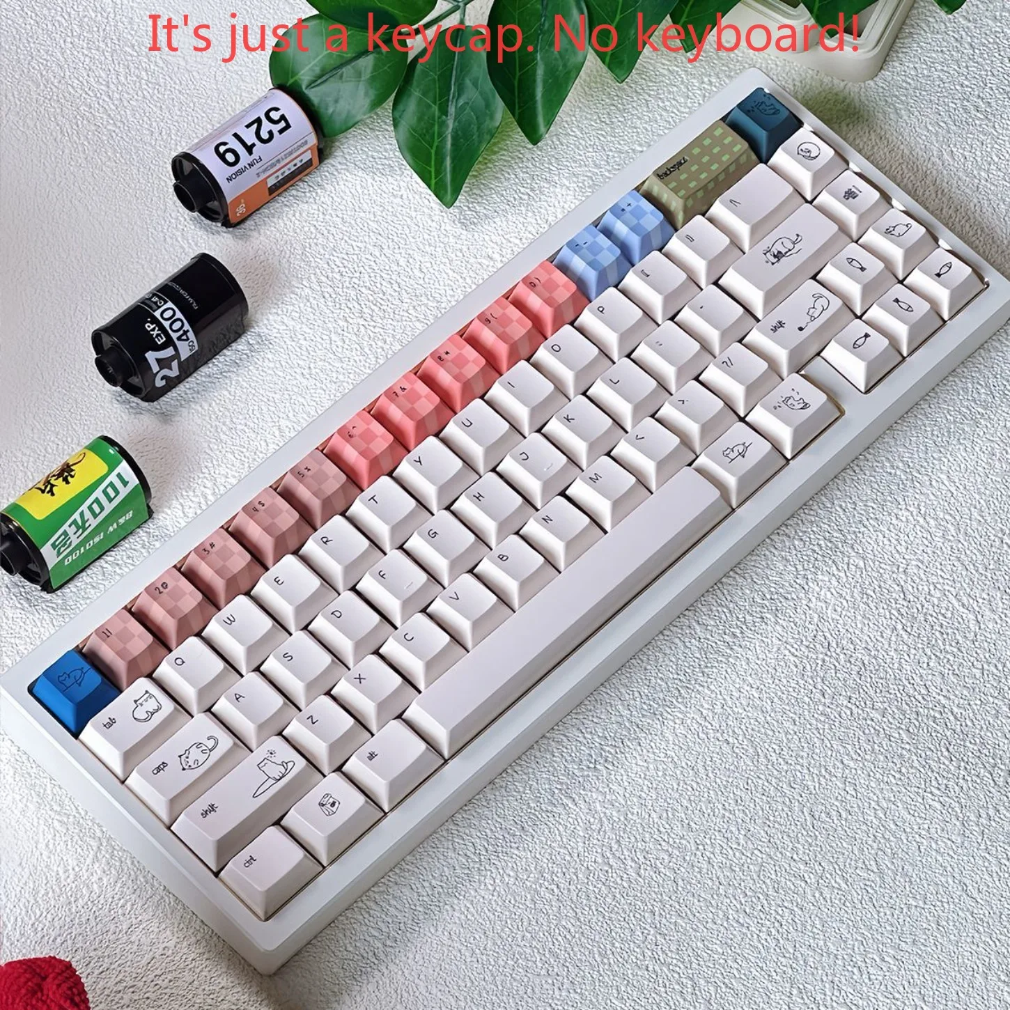 Cat Mimi Small Pattern Cherry Key Cap Kit PBT White Key Office Gift Compatible 60/64/84/98/108 Mechanical Keyboard