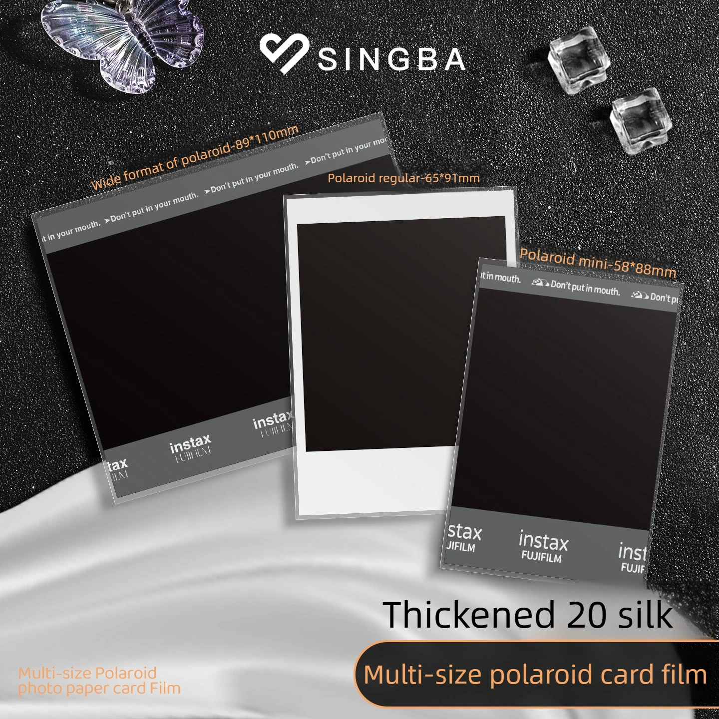 SINGBA 50Pcs Wide Photocard Sleeves, Ultra Clear thicken Self-Sealing Protective Covers for 3 Inch Mini Photo & Instax Wide Film