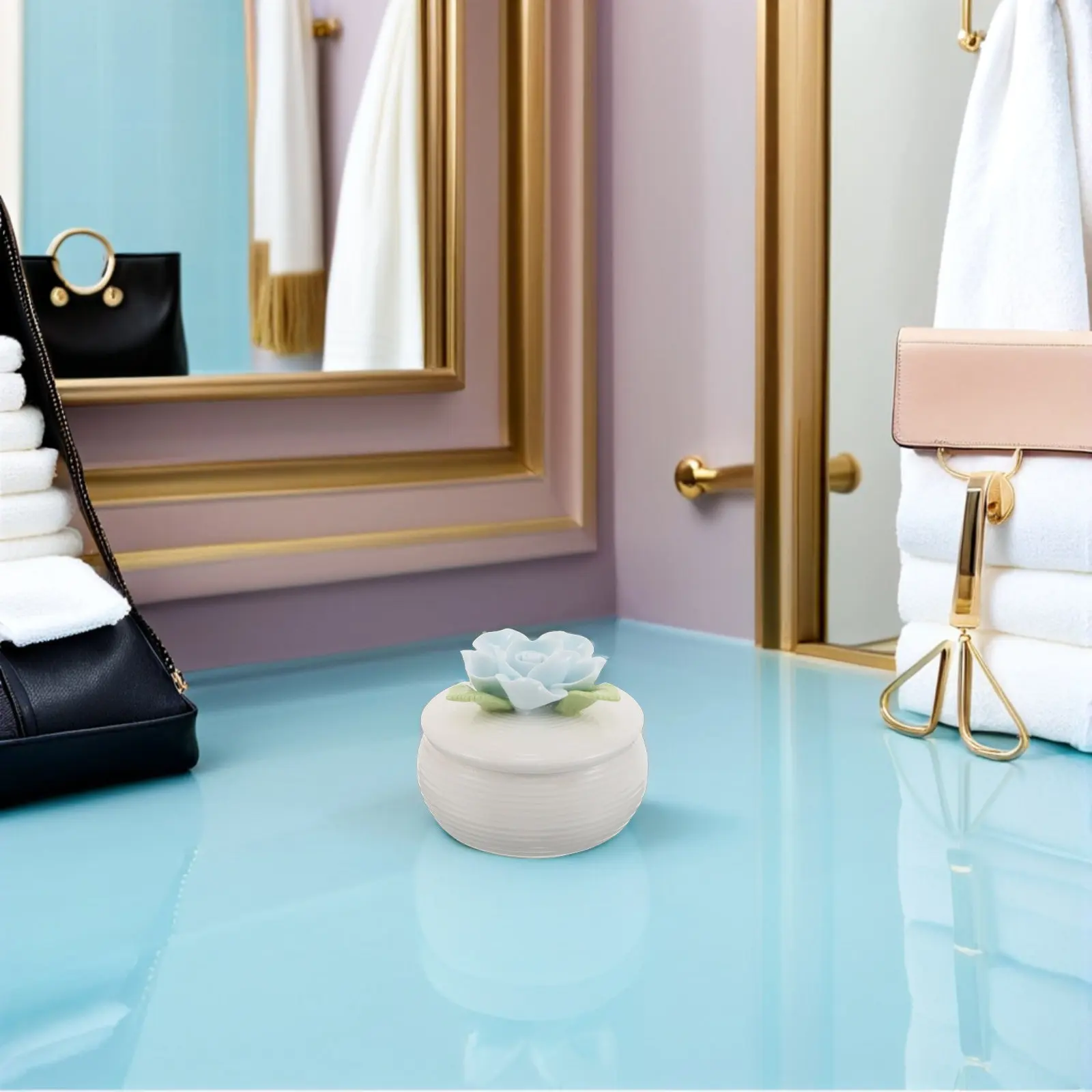 

Керамическая шкатулка для украшений в скандинавском стиле с цветочным узором, органайзер для мелких вещей, кольца, браслеты, серьги, футляр для женщин