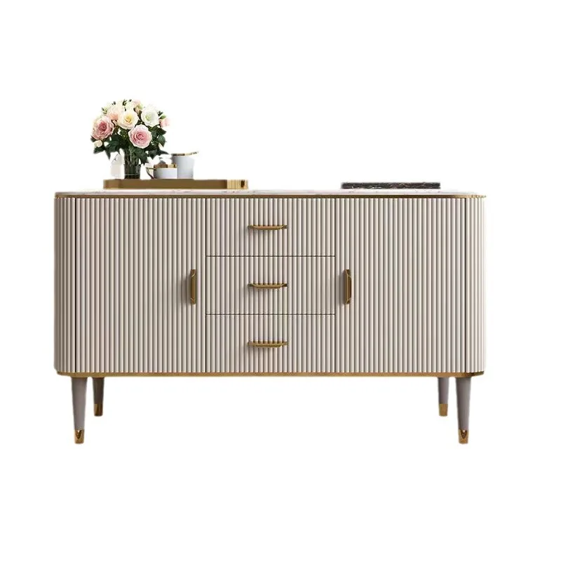 

Modern light luxury small apartment marble rock slab dining side cabinet cabinet living room against the wall home decorative