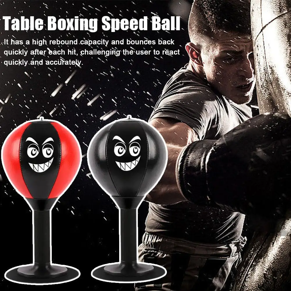 Desktop Boxing Ball Suction Cup Base Stress Relief Punching Spring Foam Set Easy Installation Inflatable for Fitness Equipm W9Q3