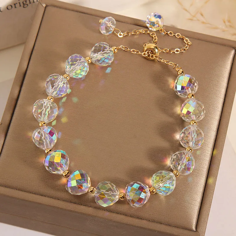 Stylish Colorful Synthetic Austrian Crystal Bracelet - New Shining Stone Bead Cord Chain for Women's Gatherings