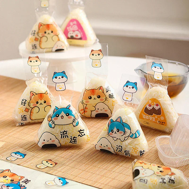 100 قطعة مثلث الكرتون الجميل كرة الأرز التعبئة حقيبة الأعشاب البحرية أونيجيري السوشي صنع أدوات القالب بينتو اكسسوارات #4