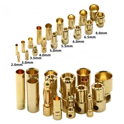 10 pairs 2.0mm 3.0mm 3.5mm 4.0mm 5.5mm 6.0mm 8.0MM Gold Bullet Banana Connector male female plug for ESC Lipo RC battery Plugs