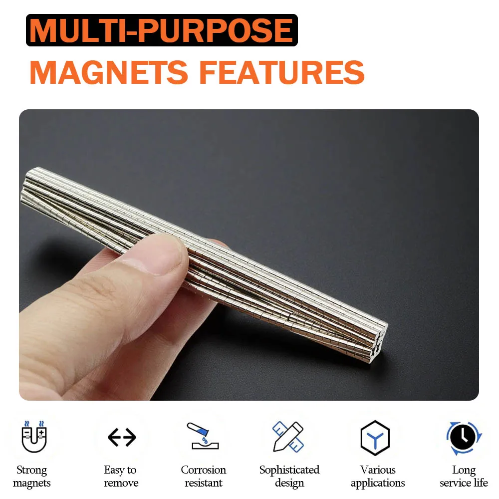Neodymium Magnet Anti Rust Magnetic Alloy Square Block 2x2mm Waterproof Wear Resistant Home Storage Fridge Organization