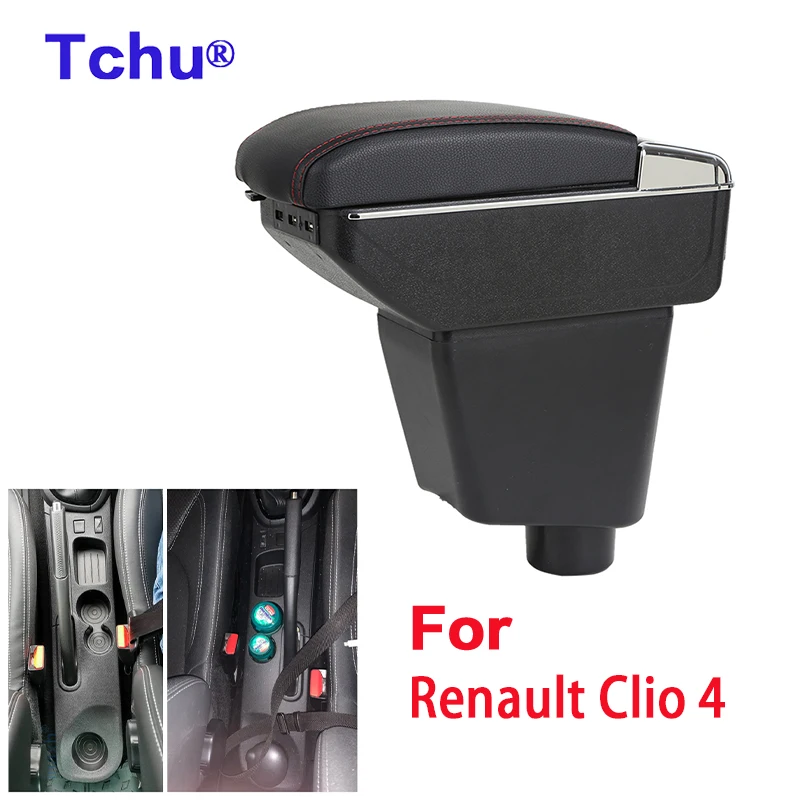 For Renault Clio 4 Armrest For Renault Captur Clio IV Car Armrest box Storage box cup holder ashtray USB Car accessories