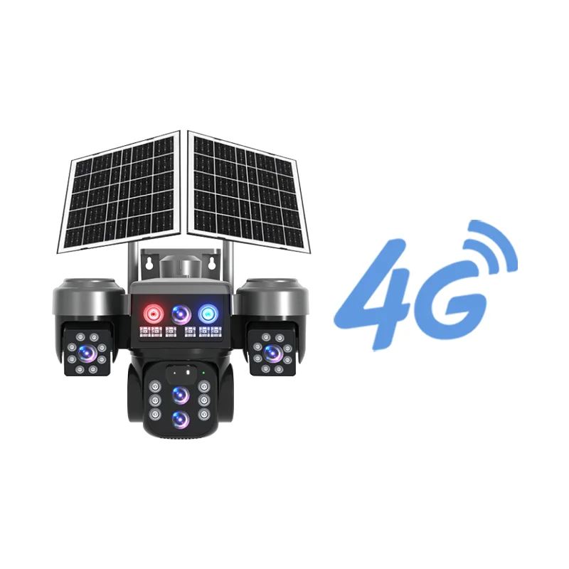 Solar Home Security Camera WiFi 9MP Dual Panels Color Night Vision Waterproof Two-way Audio Outdoor 4G LTE PTZ