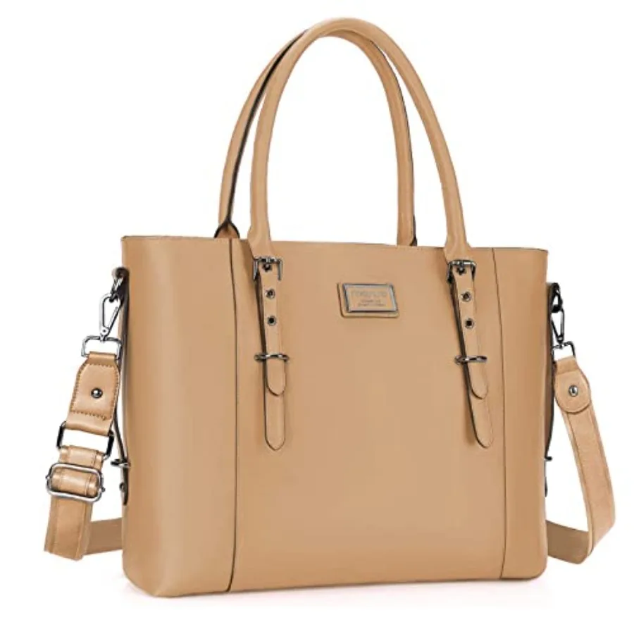 

Laptop Bag for Women, Waterproof Vintage PU Leather Briefcase Shoulder Computer Laptop Tote Bag for Office Work