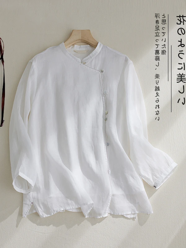 

Легкий повседневный однотонный женский кардиган большого размера с воротником-стойкой и боковыми пуговицами, открытый топ Seven Sve