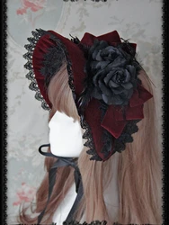 Rose Sanctuary ~ Lolita Retro Lace Trimming Victorian Half-head Bonnet by Infanta