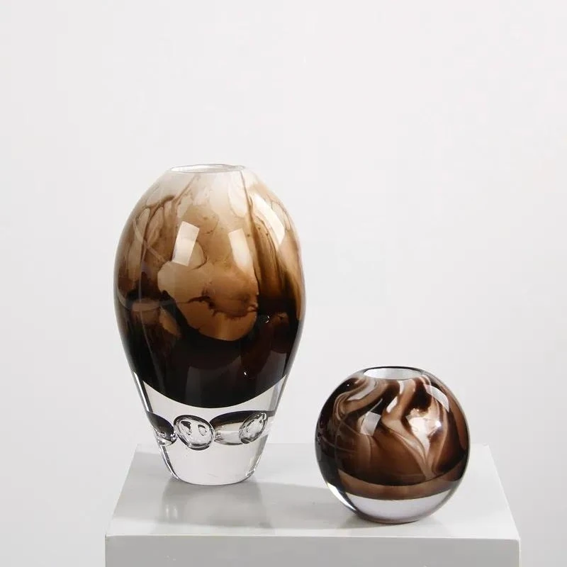 Modern simple light luxury pattern bubble bottom glazed vase model room living room entrance desktop flower arrangement home