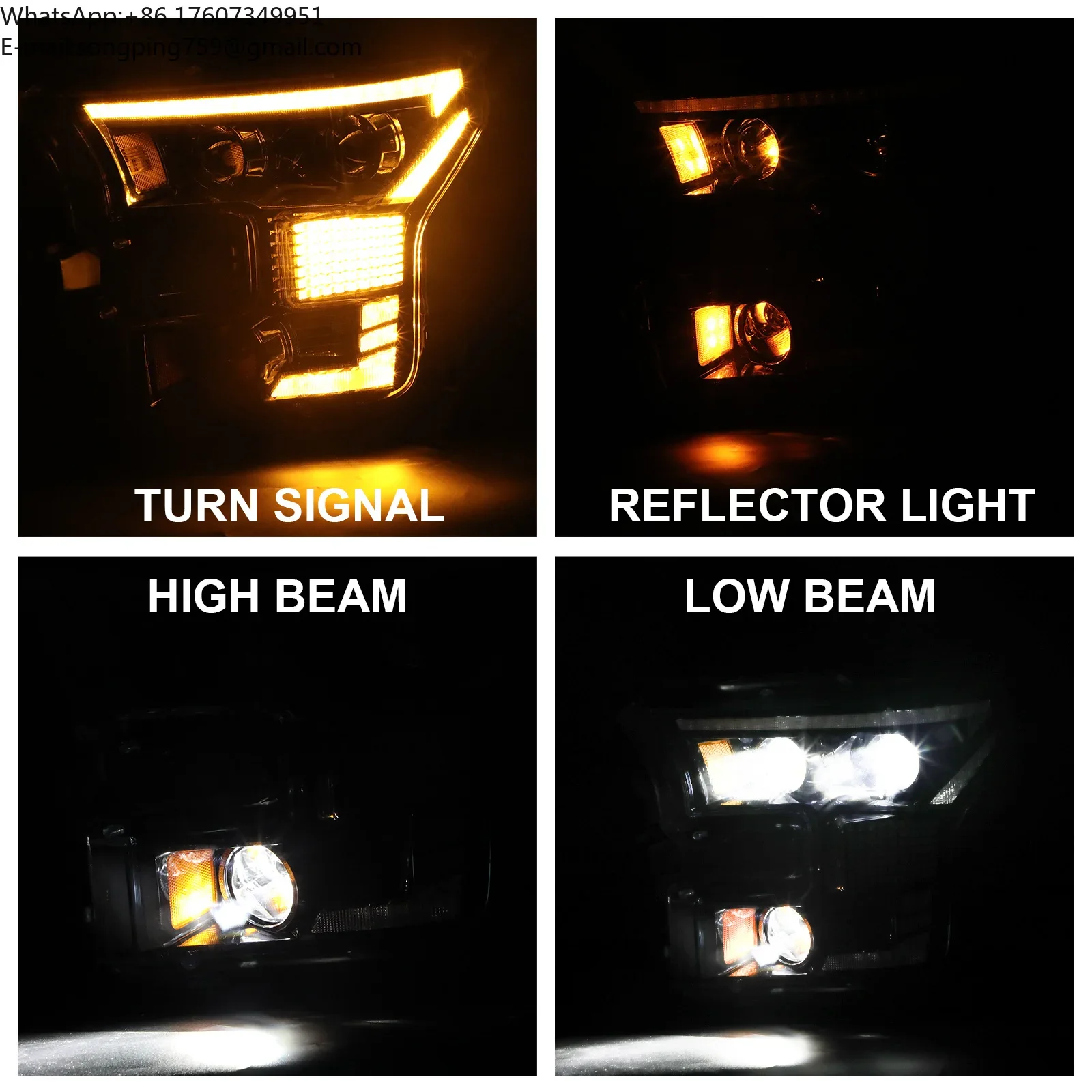 Headlights Car Head Light Assembly 140W F150 Headlight LED Projector Headlight for 2015-2017 Fod F-150Headlights