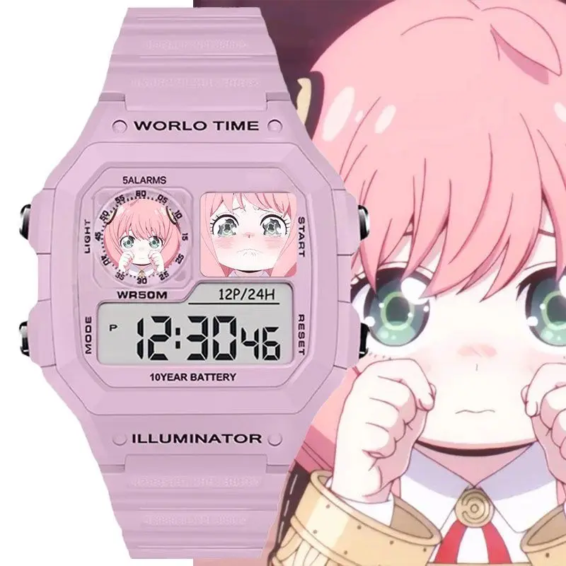

Spy Family Ania Surrounding Movement Waterproof Electronic Watch Small Square Has Alarm Clock, Night Light, Christmas Gift 2026