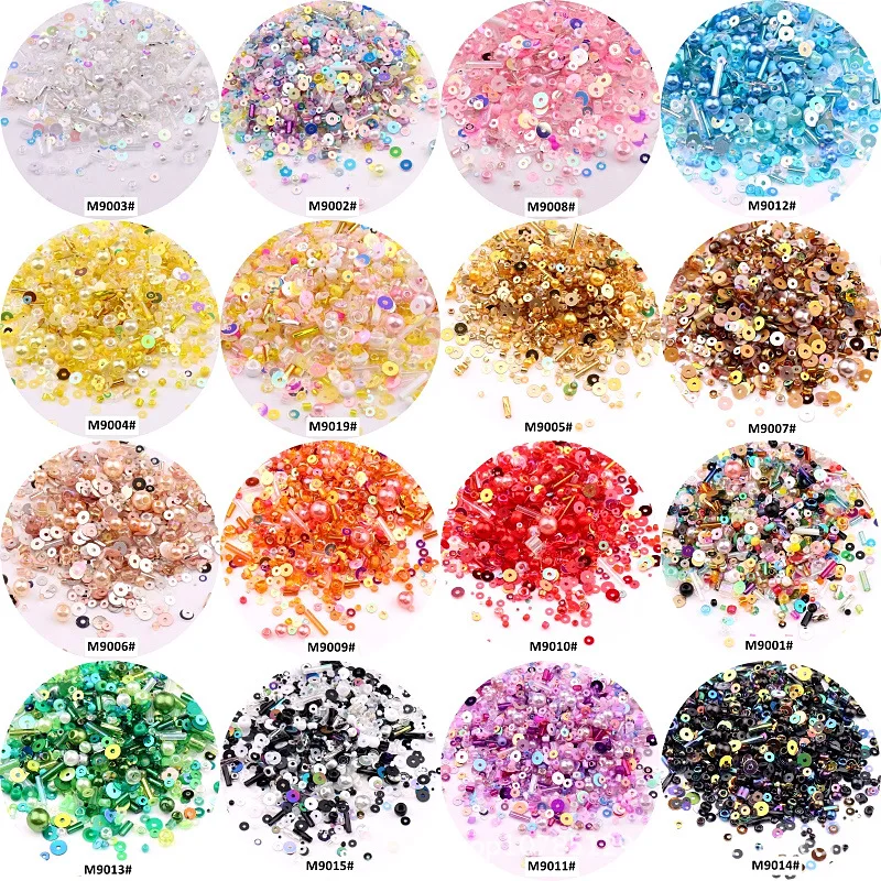 10g Mixed color mixed glass rice beads handmade DIY loose beads perforated imitation pearl PVC plastic beads spot