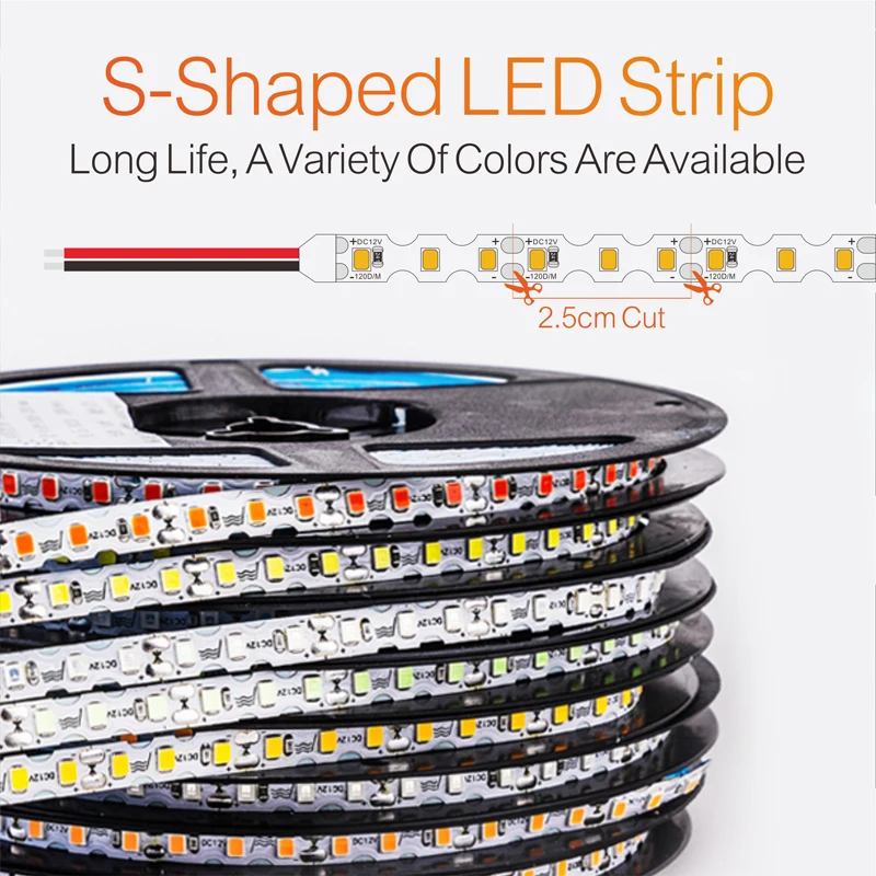 6mm Width S Shape Tape Light DC5-12V 2835 LED Strip 5m 120LED/m WhiteRedBlue. DIY Neon Sign Letter Flexible Foldable String Lamp