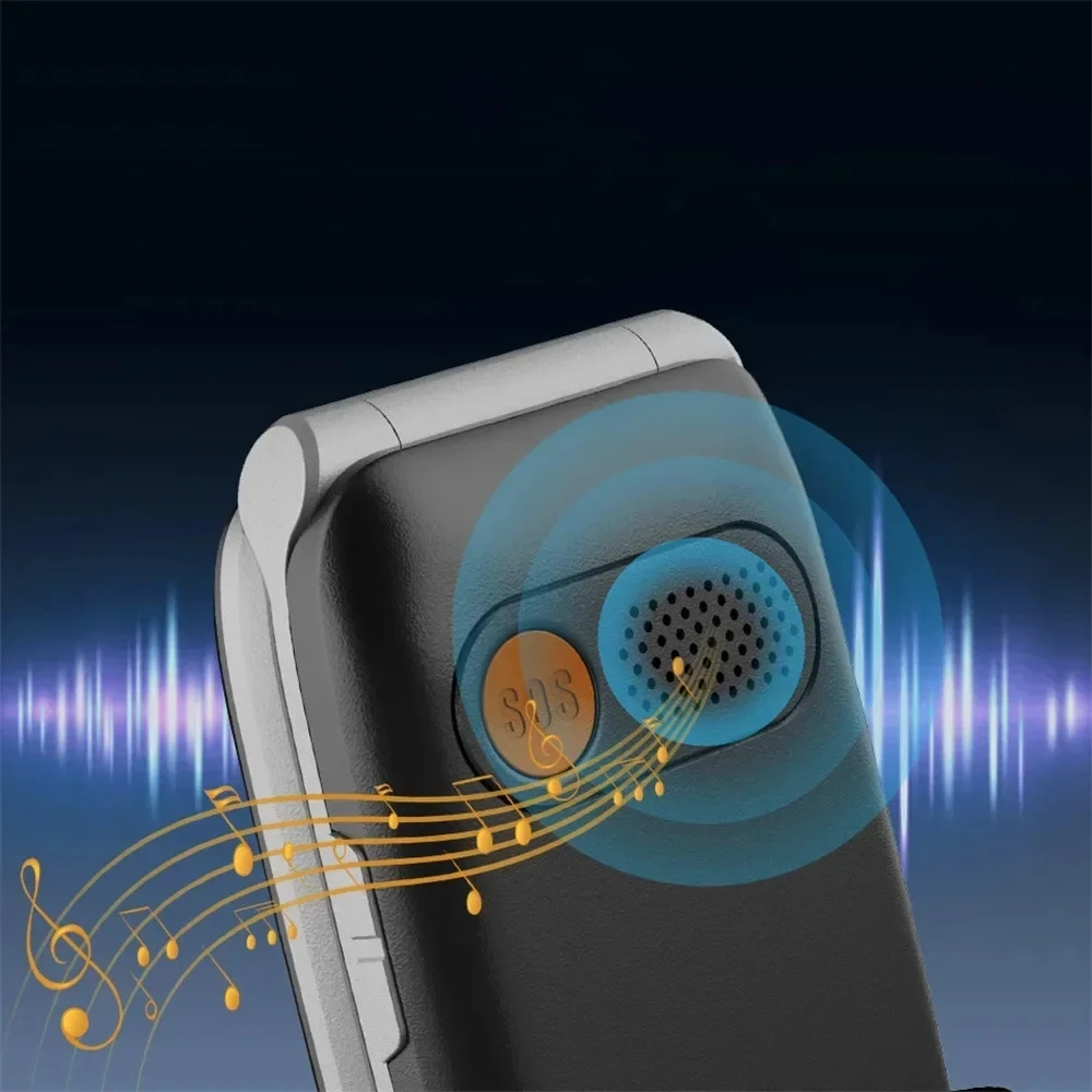 UNIWA V202T Flip Phone Dual Screen Large Button Dual SIM Card 4G Network Mobile Phone Support Charging Dock For Elderly