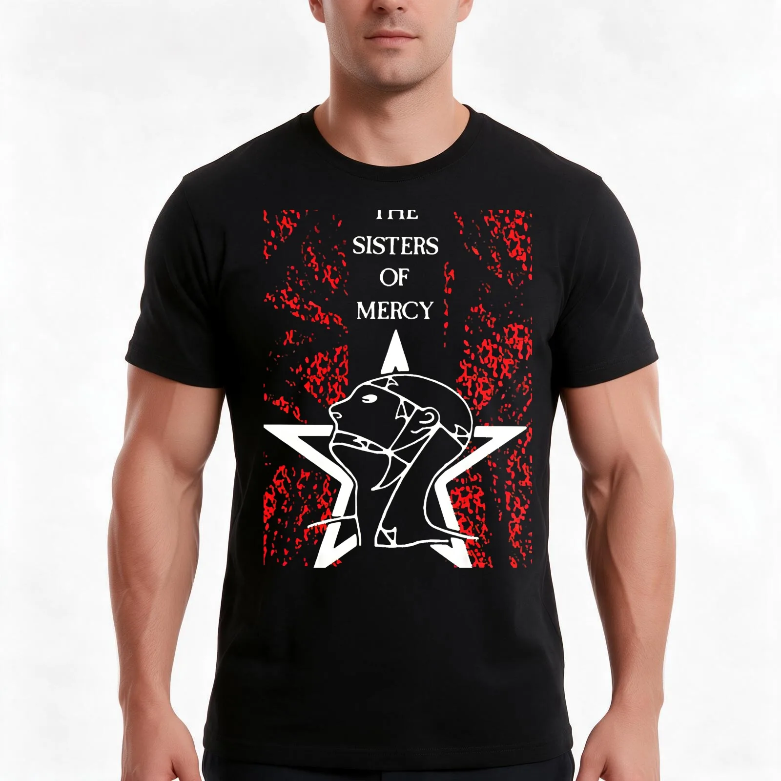 the sisters of mercy T-Shirt, Summer Casual Cotton Tee, Oversized Streetwear Tops, Vintage Graphic Print, Loose Fit Short Sleeve