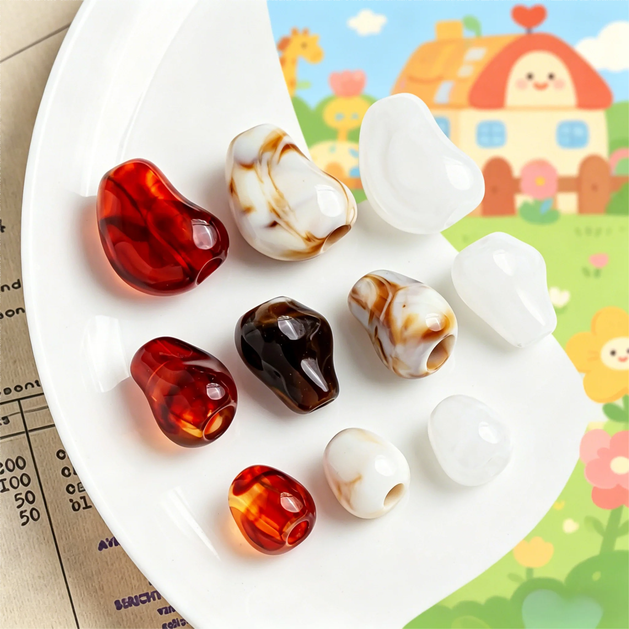 Resin irregular blending large hole twist beads straight beads clothing swimwear pendants loose beads DIY jewelry accessories