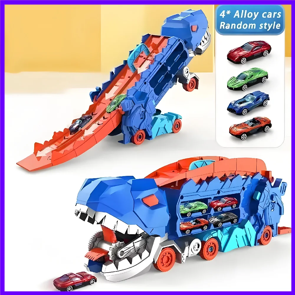 

Городской транспорт, грузовик-динозавр, легкосплавные автомобили, складная раздвижная гоночная трасса, игрушечный автомобиль с 4-сплавным автомобилем, подарок для детей и мальчиков
