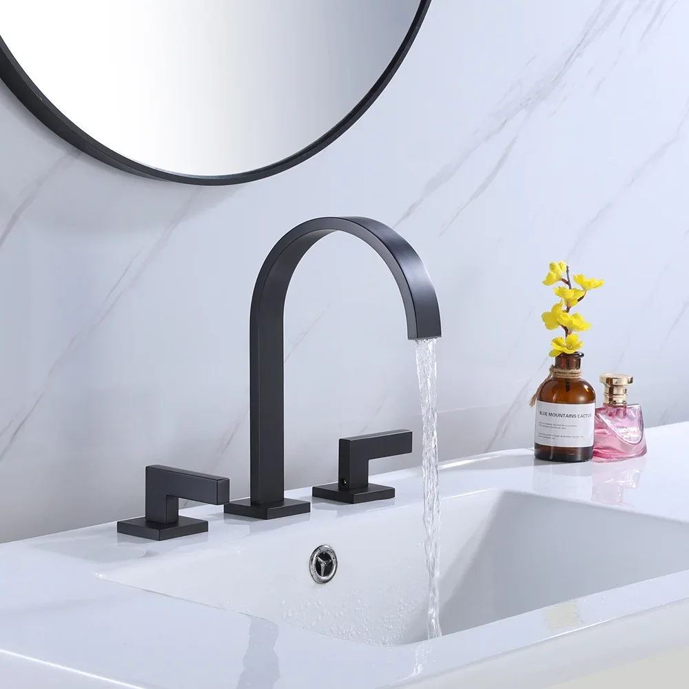 Bathroom Accessories All Copper Split Type Three Hole Hot and Cold Bathroom Faucet