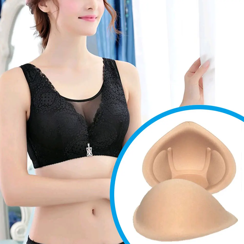 1 Pair Realistic Strap Sponge Breast Forms Fake Boobs Enhancer Bra Padding Inserts For Swimsuits Crossdresser Cosplay Tool