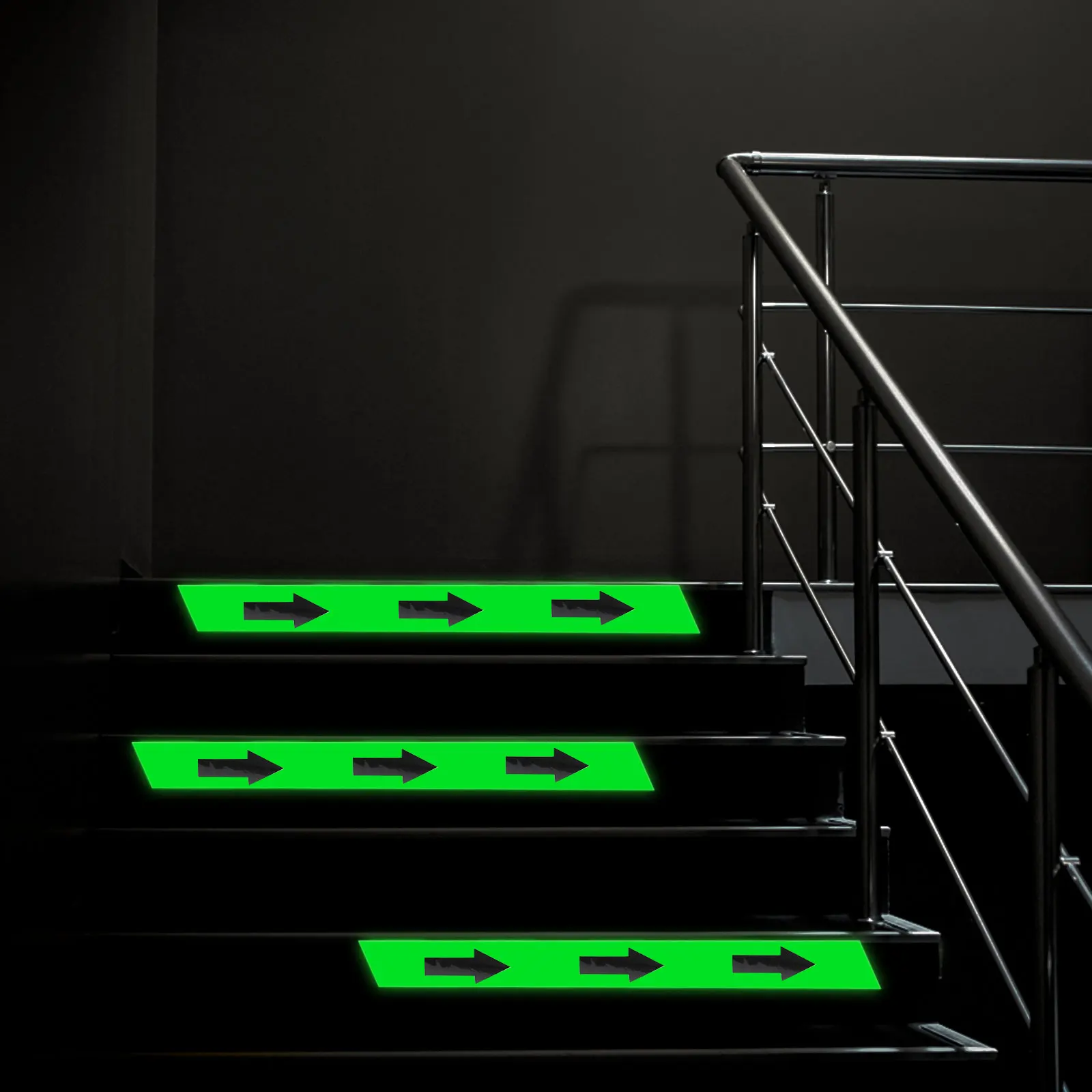 

1 Roll Glow In The Dark Tape Luminous Indication Adhesive Sticker Green Black High Visibility Reflective For Stairs Navigation