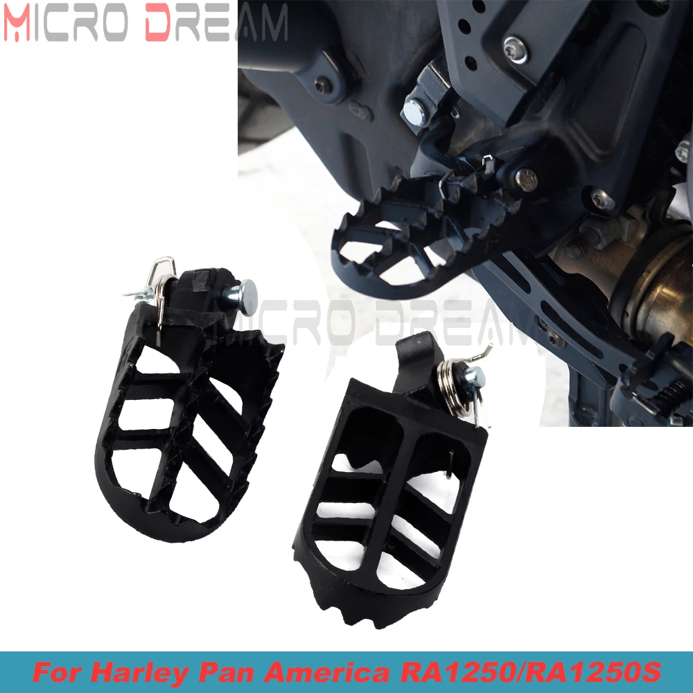 2021+ Duty Black Foot Pegs For Harley PANAMERICA1250 Pan America 1250 RA1250 RA1250S Foot Pedals Footrests Motorcycle Footpegs