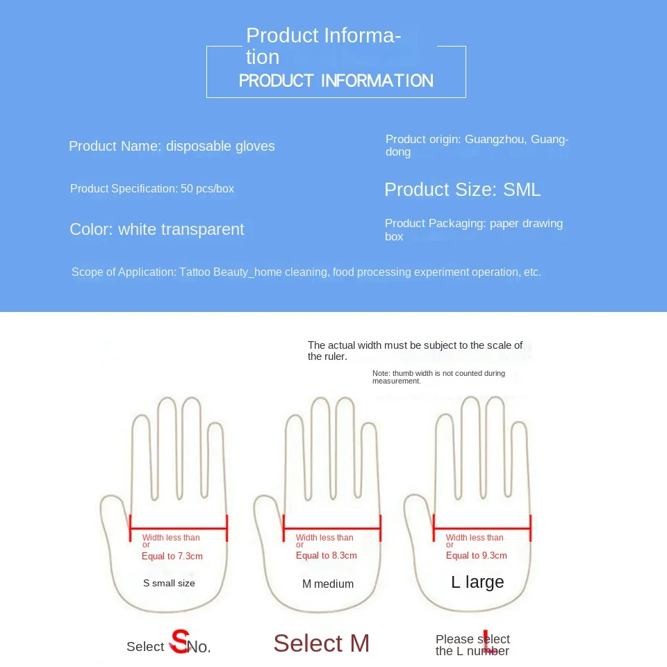 50Pcs Disposable Pvc Rubber Embroidered Gloves Transparent Powder Free Thickened Food Grade Beauty Salon Tattoo Supplies Gloves