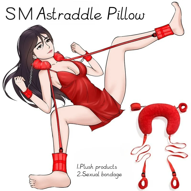 SM Astraddle Pillow, Restrain Sex Toy, Sex Toy Set (Complimentary Mouth Ball and Plush Eye Mask)