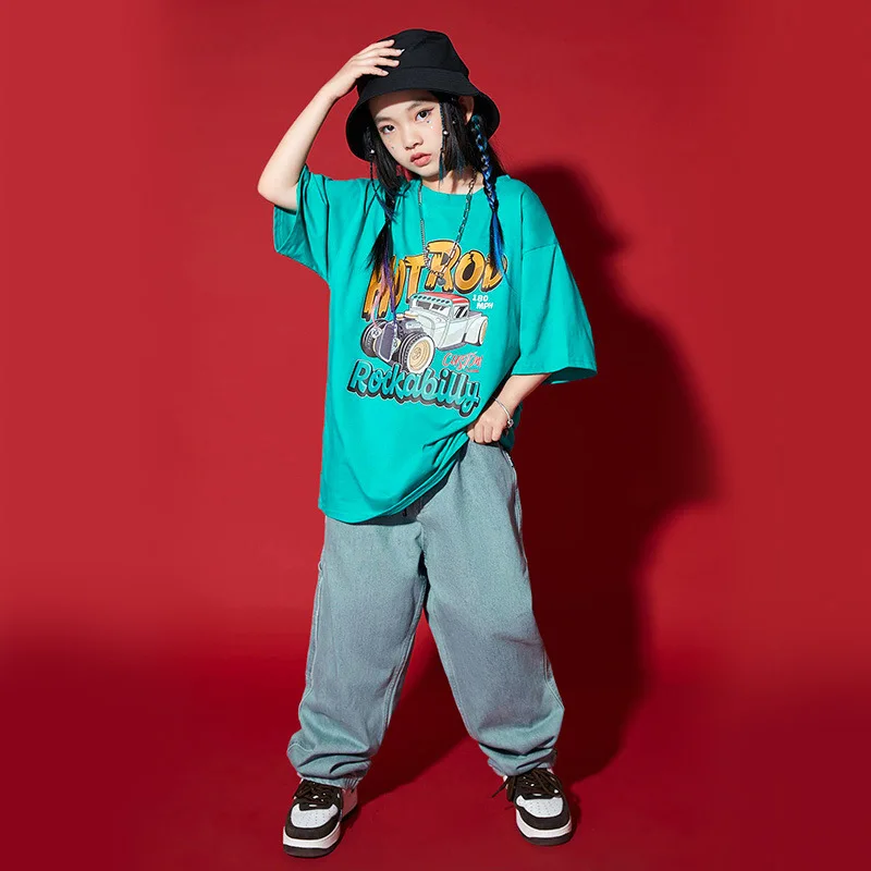 Hip hop children's clothing denim pants hiphop summer hiphop children's clothing explosion street costume