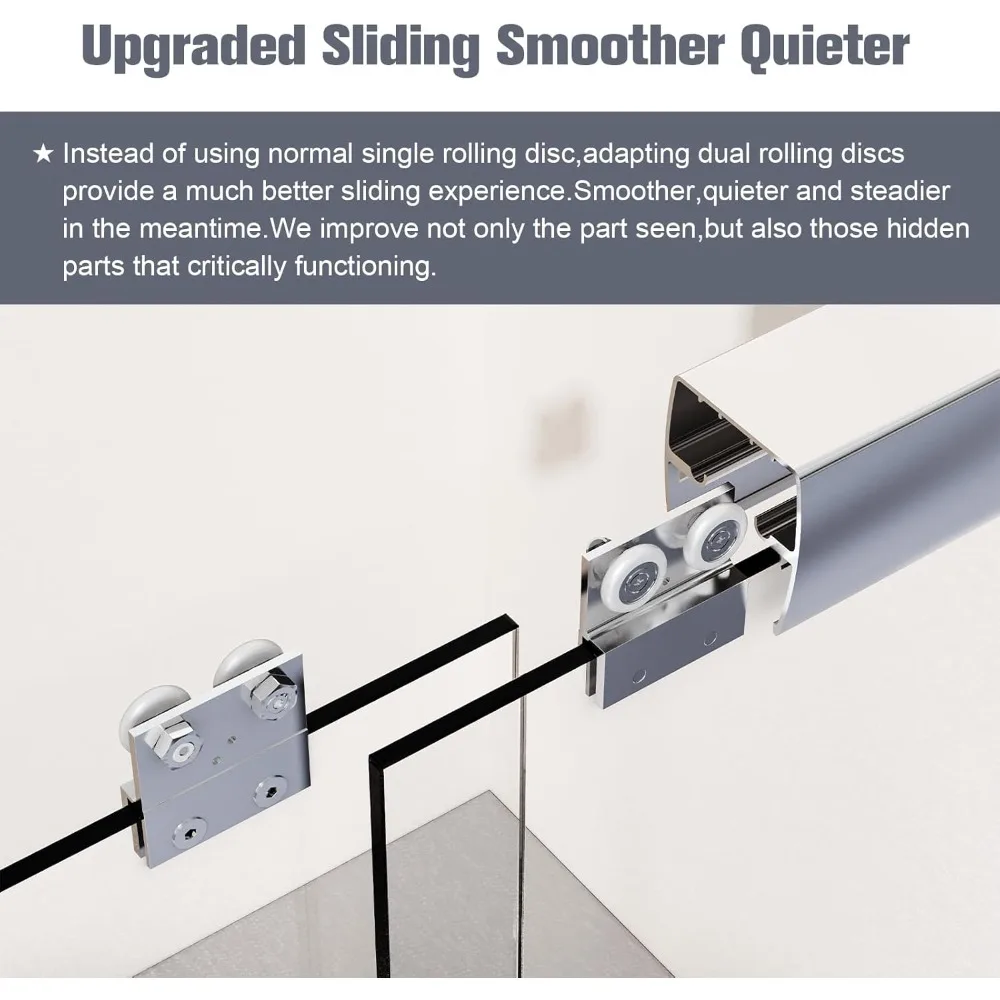 باب دش حوض استحمام منزلق شبه بدون إطار مقاس 56-60 بوصة عرض × 58 بوصة ارتفاع، باب دش زجاجي للحمام لحوض الاستحمام مع 1/4 بوصة (6 مم) شفاف #2