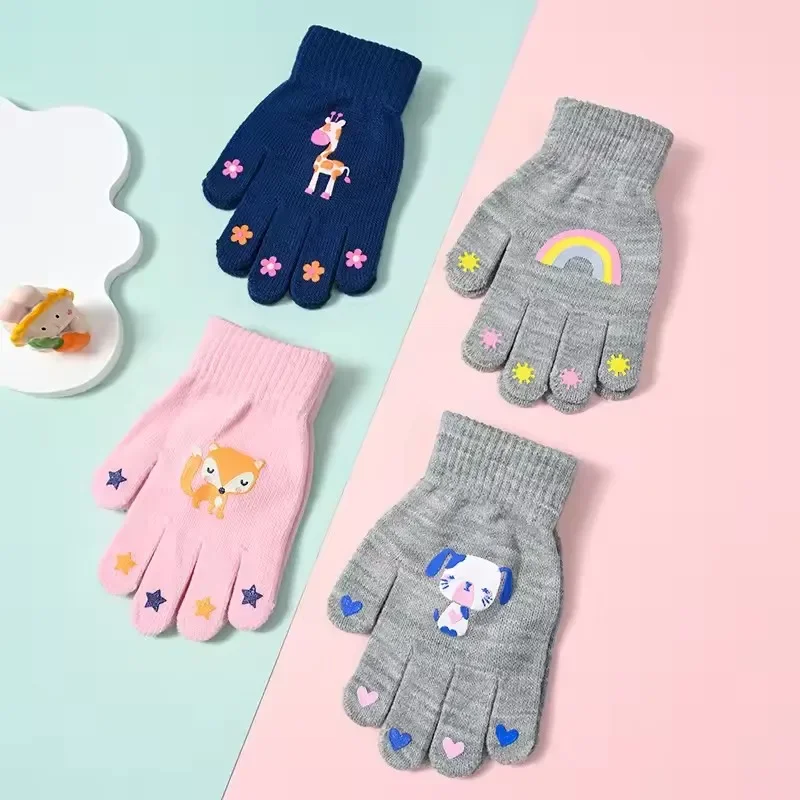 Kids Knitted Gloves Cute Cartoon Animal Childlike Fun Outdoor Paly Gloves Winter Autumn School Girls Boys Gift Children Gloves