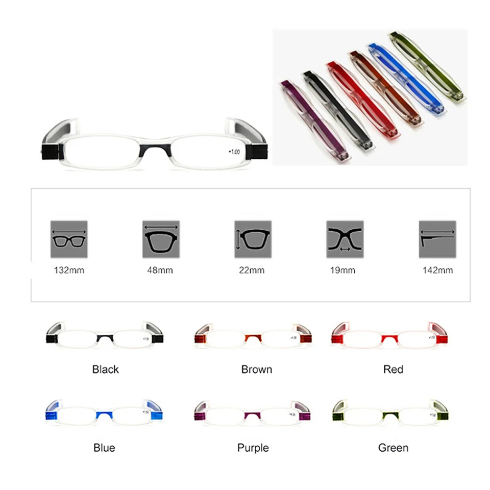 NONOR Folding Reading Glasses 360 Degree Rotation Portable Eyeglasses Mini Reading Glasses Presbyopia Hyperopia Mens Glasses