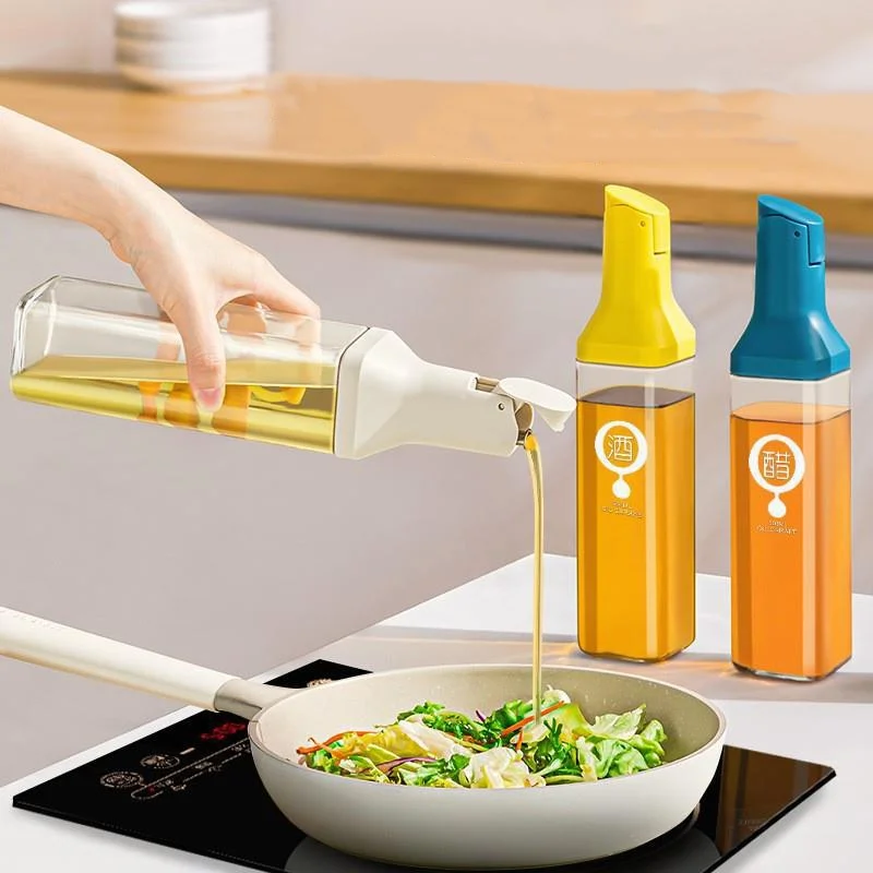 

1PC Kitchen Auto Flip Vinegar Dispenser Square Oil Pot Olive Oil Dispenser Bottle Leakproof Soy Sauce Dispenser Bottle 500ml