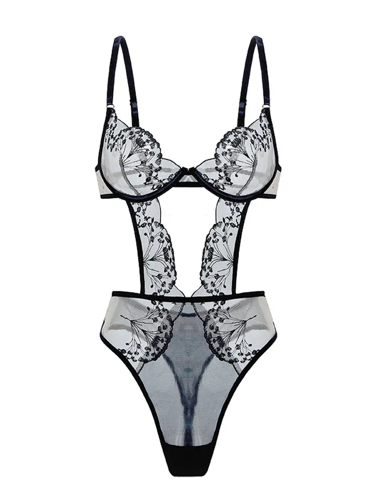 

Женское прозрачное кружевное боди Belamimi с глубоким V-образным вырезом и открытой промежностью, сексуальное эротическое белье, костюм-комбинезон, горячая новинка