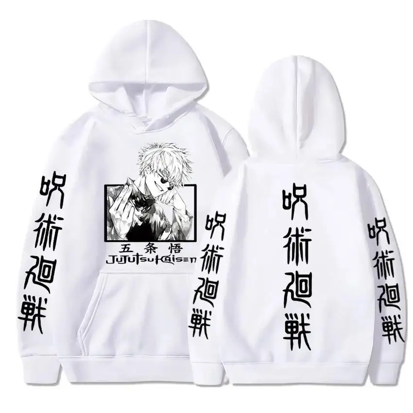 Anime Jujutsu Kaisen Gojo Satoru Hoodies Casual Loose Pullover  Men's Long Sleeve Oversized Hoodie Streetwear Hooded Sweatshirt