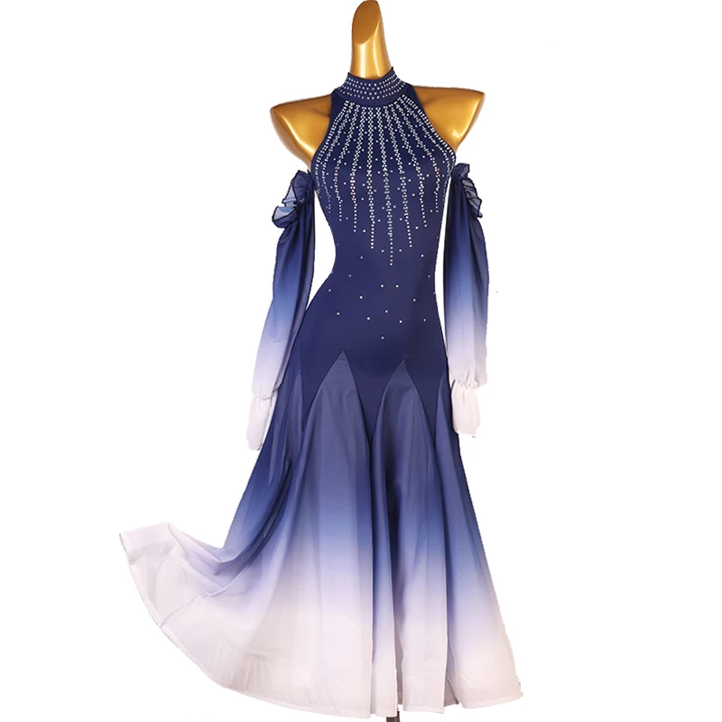 

National Standard Modern New High-end Performance Competition Waltz Social Dance Dress Diamond Inlaid