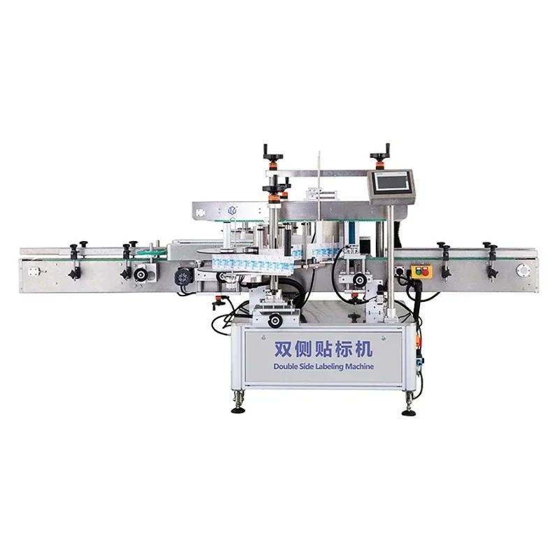 OEM Fully automatic double-sided round bottle labeling machine, hot melt adhesive disinfection water square bottle heterosexual