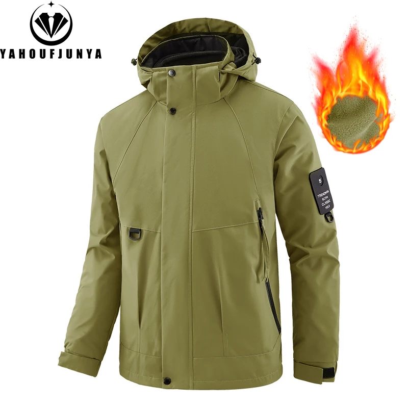 2024 Winter Men Triple Outdoor Windbreak Plus Thick Warm Jacket Men Removable Hooded Fleece Comfortable New Jacket Coat Male 8XL